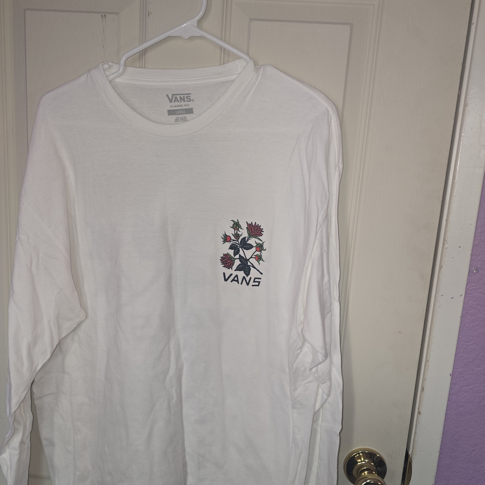 Vans White Long Sleeve Shirt with Floral Design